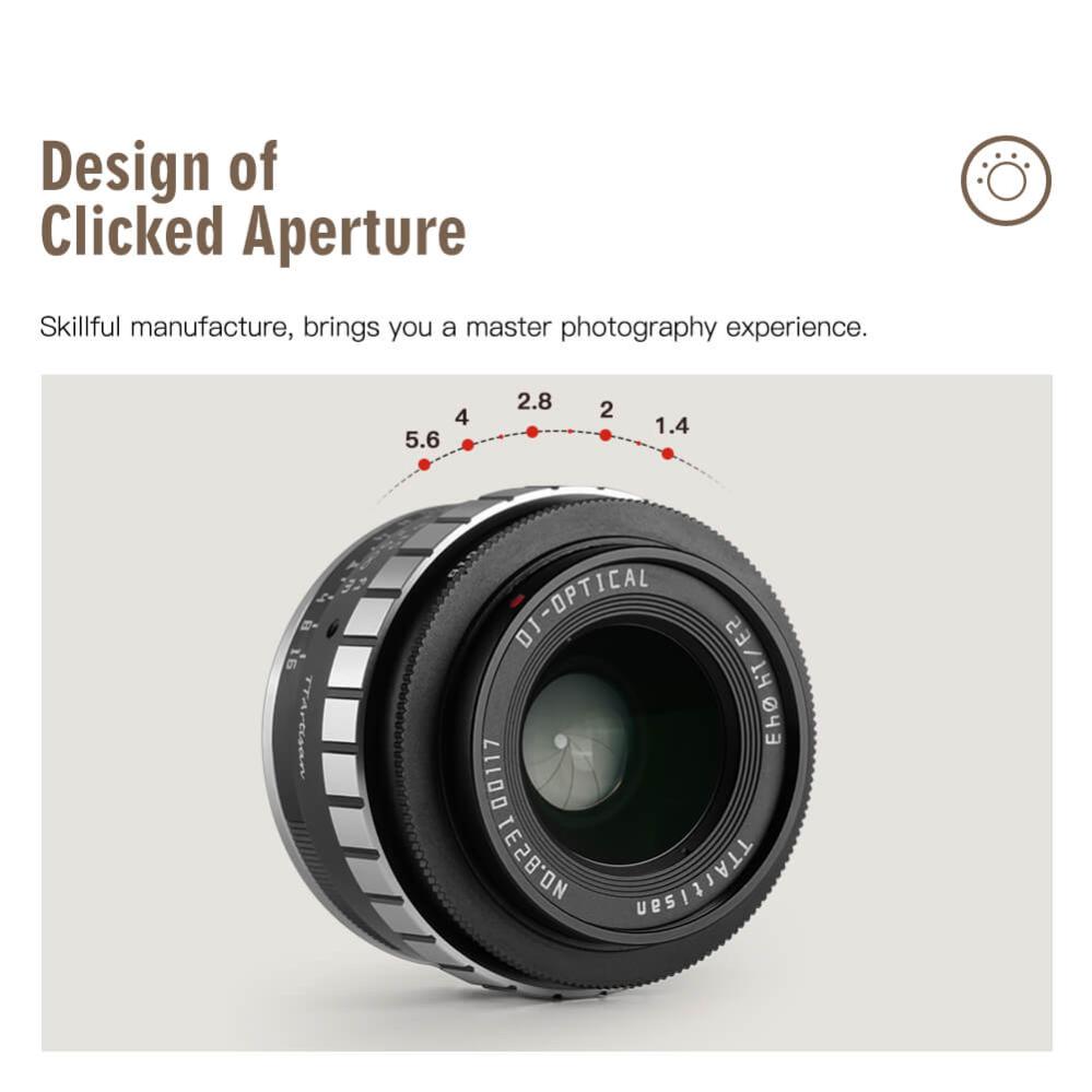 TTArtisan 23mm f/1.4 APS-C objektiv för Sony E silver