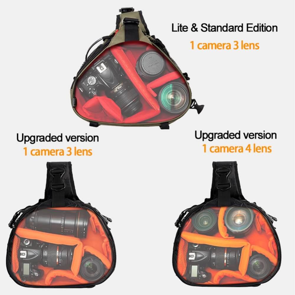 Caden Kameraväska grön med axelrem & regnskydd