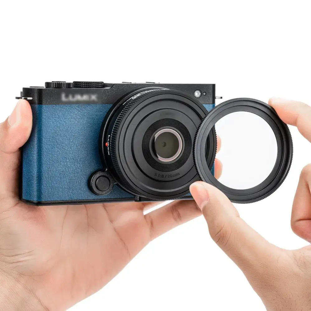 JJC 2-i-1 filteradapter 58 mm og objektivdæksel til Panasonic Lumix S 26 mm f/8
