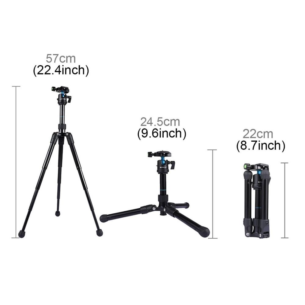 Puluz Ministativ med kulled justerbar höjd 24.5-57cm