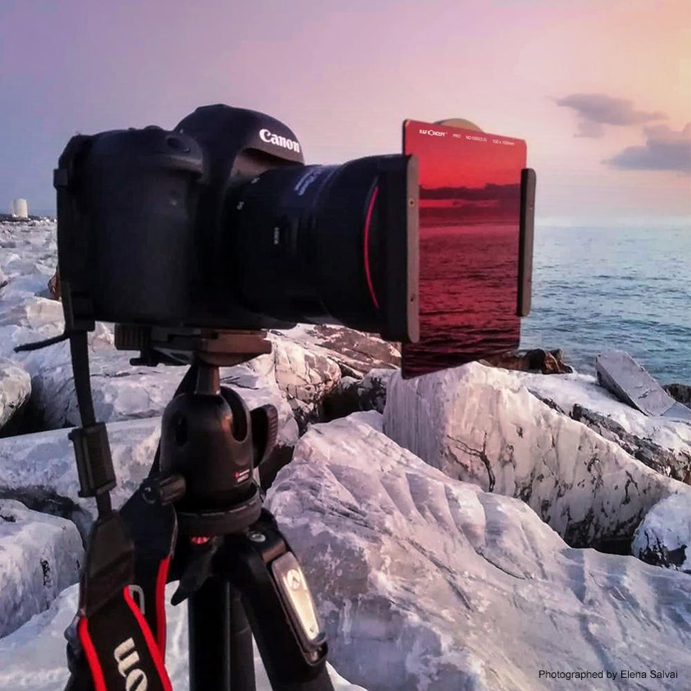 K&F Concept 100 mm filterkit ND1000 og filterholder med 8 adapterringe