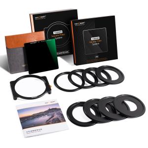 K&F Concept 100 mm filterkit ND1000 og filterholder med 8 adapterringe