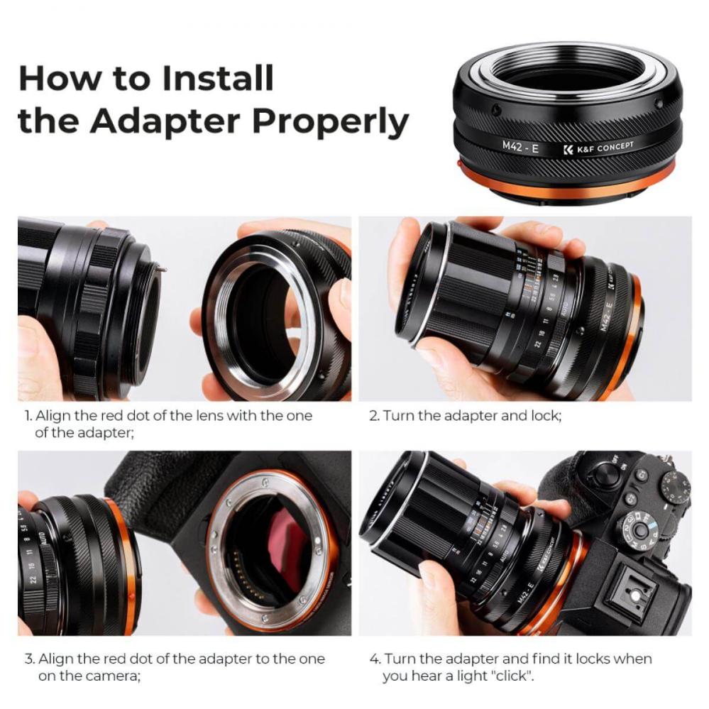 K&F Concept Objektivadapter IV Pro till M42-objektiv för Sony E