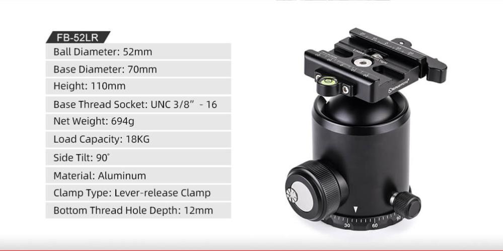 Sunwayfoto FB-52LR Kulhuvud & DDC-60LR fäste