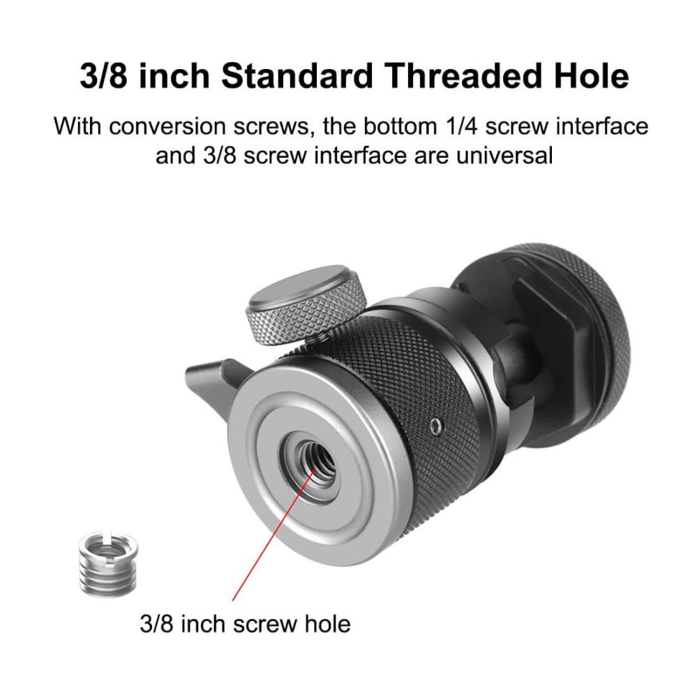 Puluz Kulled av aluminium med 1/4-tums gänga & blixtskofäste