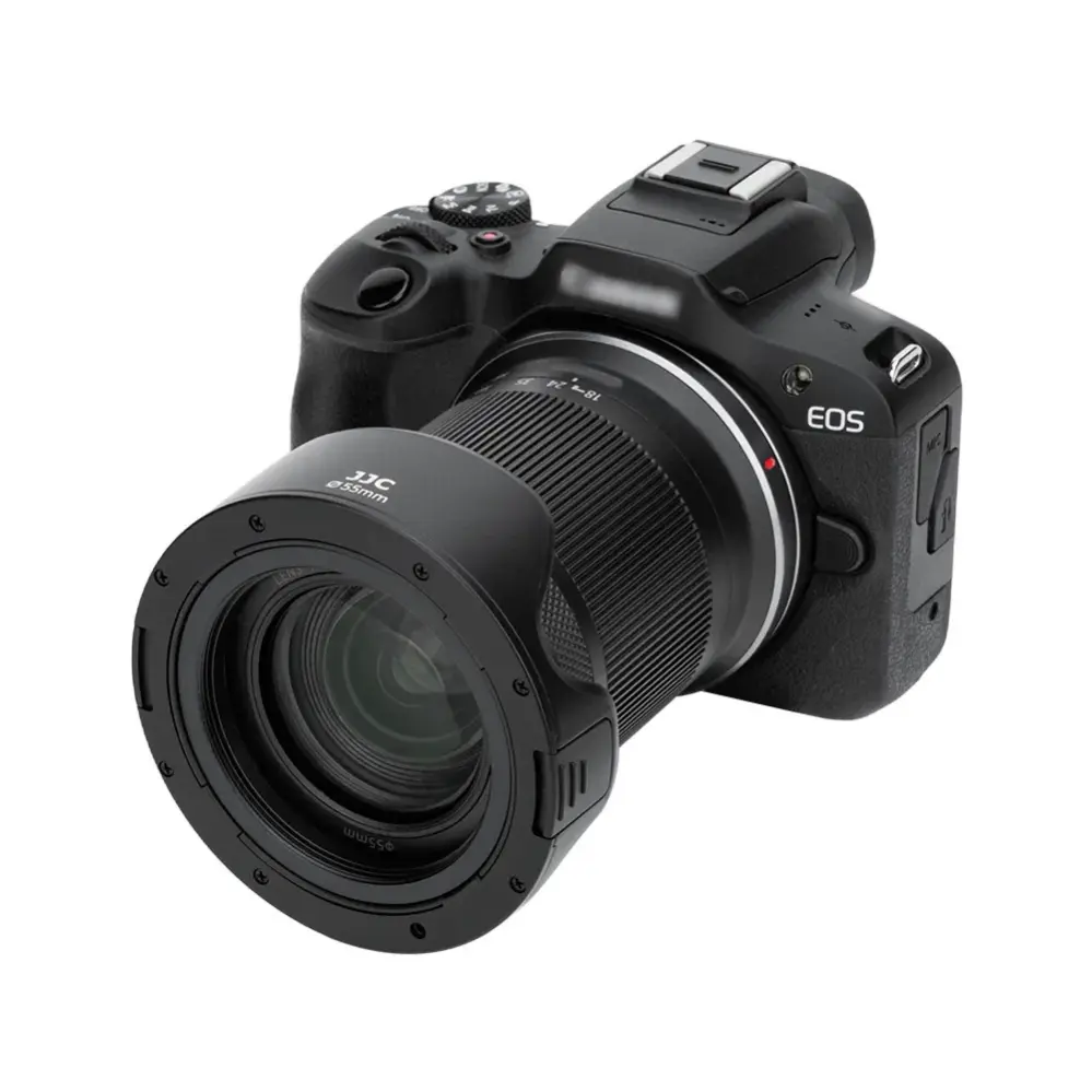 JJC LH-Q55 modlysblænde med adapterring – beskytter mod strølys og stød