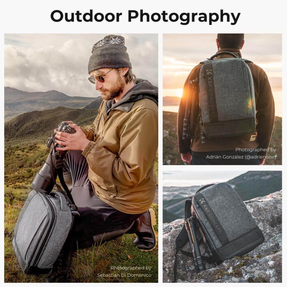 K&F Concept Kameraryggsäck med stort fack för kameran 17liter