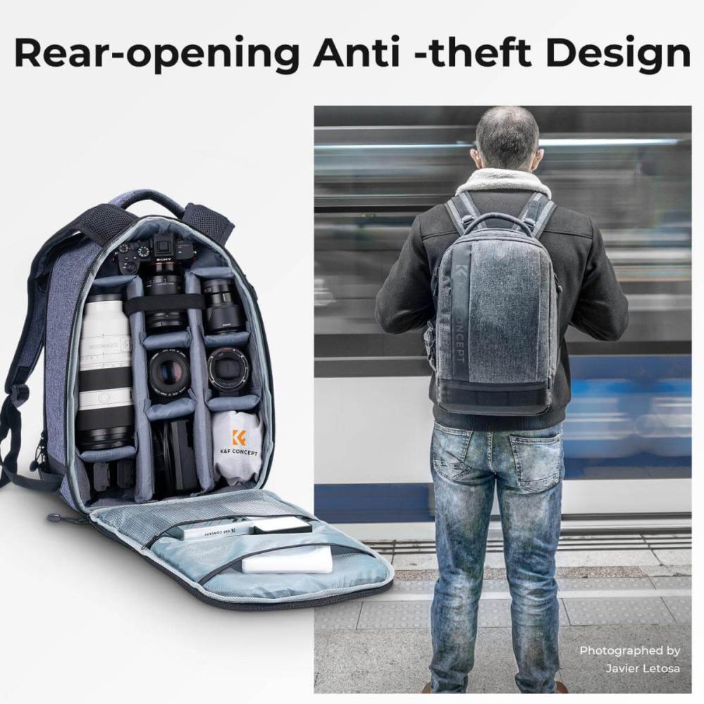 K&F Concept Kameraryggsäck med stort fack för kameran 17liter