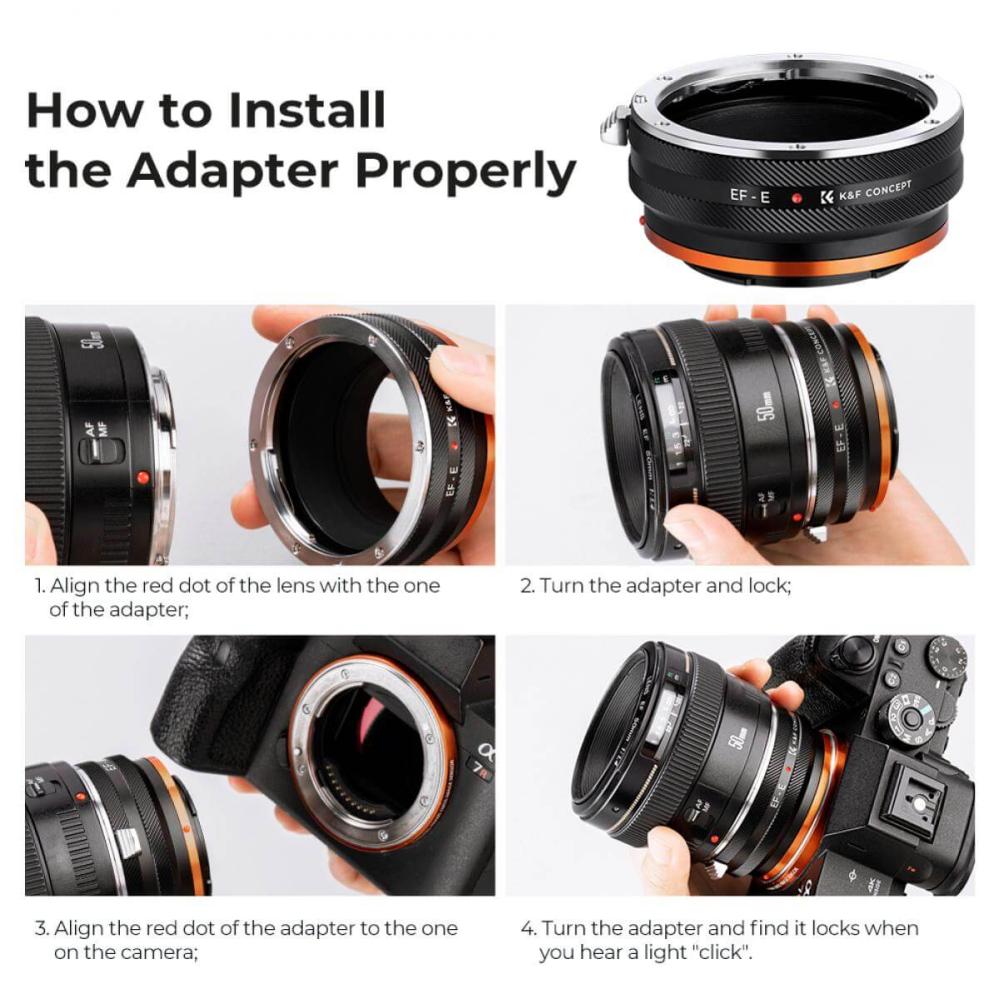 K&F Concept Objektivadapter IV Pro till Canon EF-objektiv för Sony E