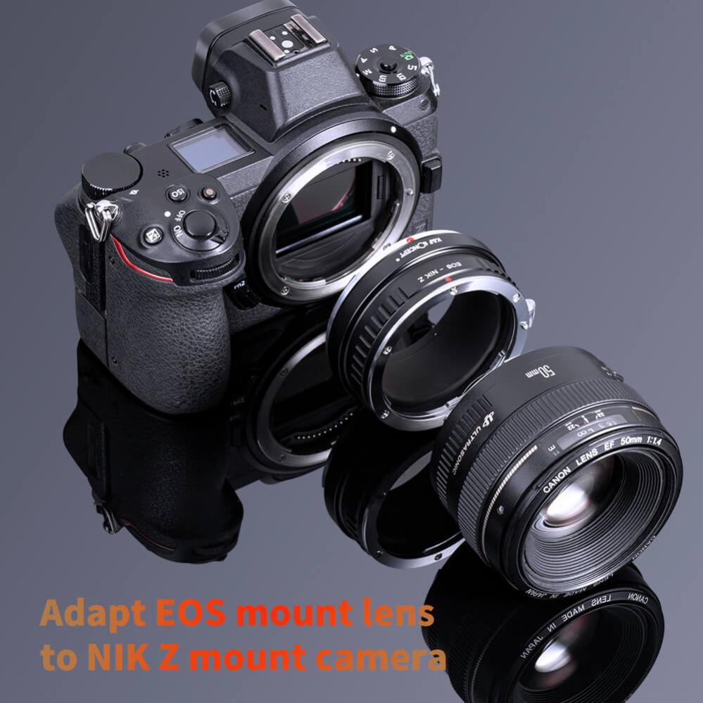 K&F Concept Objektivadapter till Canon EOS EF-objektiv för Nikon Z kamerahus