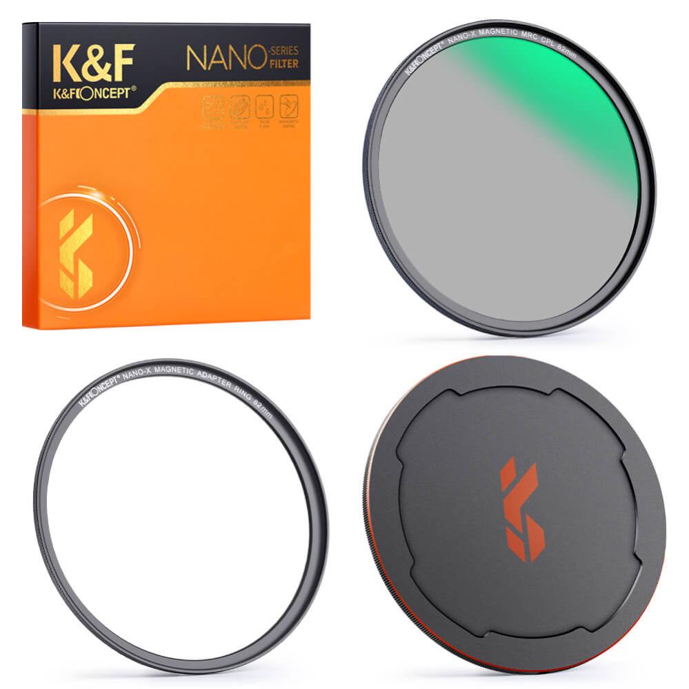K&F Concept Magnetisk polarisationsfilter med adapterring & magnetlåg