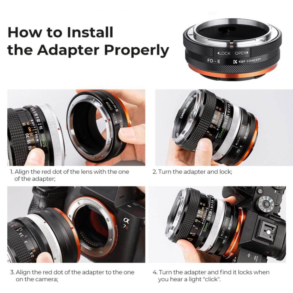 K&F Concept Objektivadapter IV Pro till Canon FD objektiv för Sony E