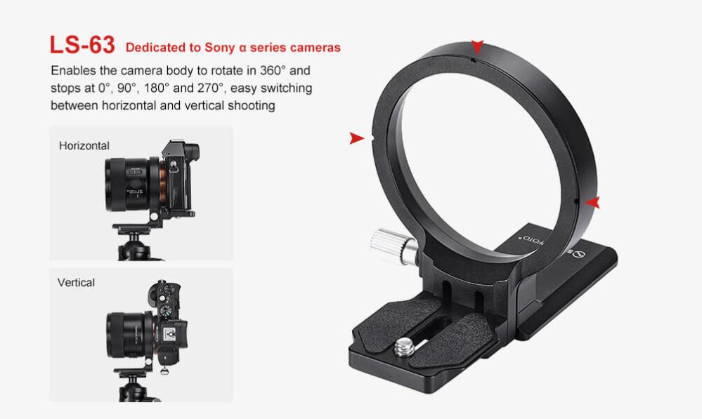Sunwayfoto Objektivkrage/stöd med Arca Swiss platta