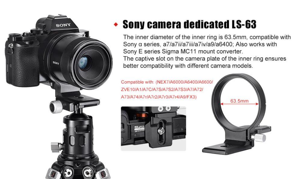 Sunwayfoto Objektivkrage/stöd med Arca Swiss platta