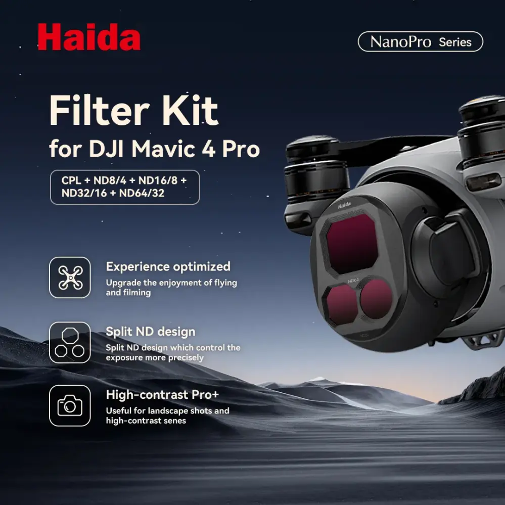 Haida NanoPro 5-delt filtersæt til DJI Mavic 4 Pro – CPL + ND8–ND64