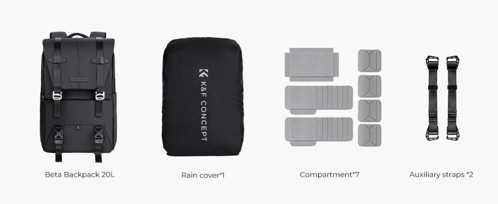 K&F Concept Kameraryggsäck 20l med extra regnskydd för fotografer
