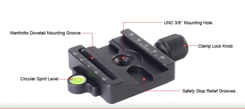 Sunwayfoto MAC-14 – Universal klämma för Manfrotto 200PL och Arca-Swiss-plattor