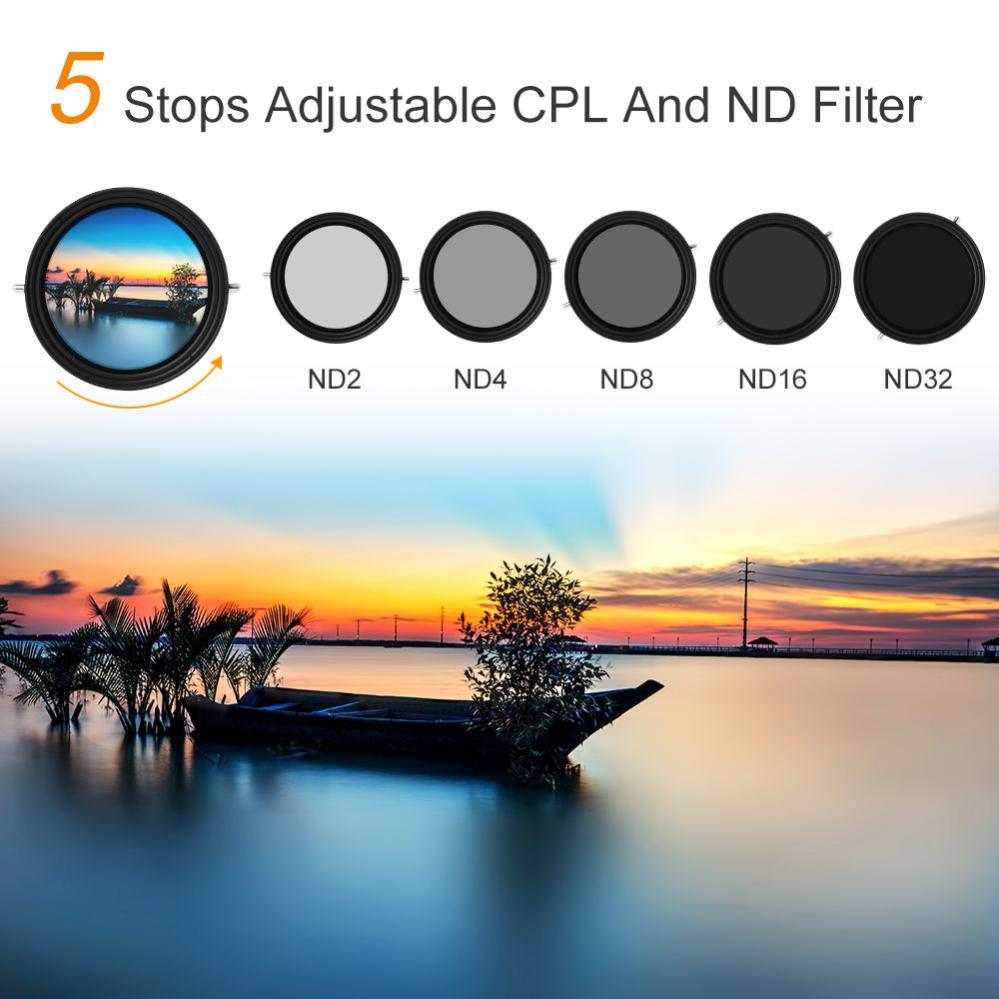 K&F Concept justerbart ND2–32/CPL hybridfilter