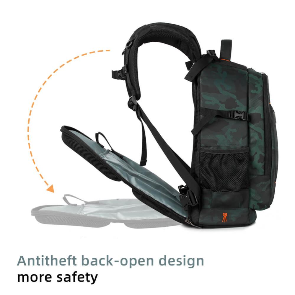 K&F Concept Kameraryggsäck med stor kameraförvaring IPX4