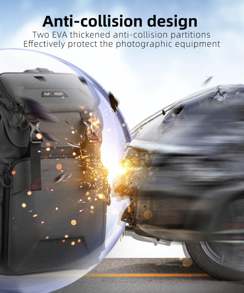K&F Concept Kameraryggsäck med extra stötskydd