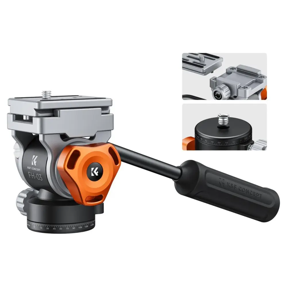 K&F Concept FH-03 videovæskehoved 5 kg med Arca Swiss-hurtigudløser