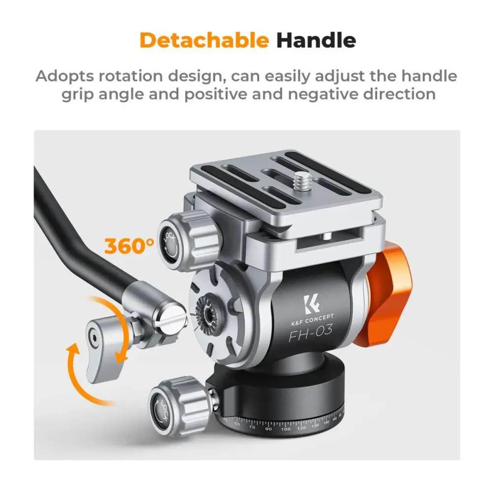 K&F Concept FH-03 videovæskehoved 5 kg med Arca Swiss-hurtigudløser