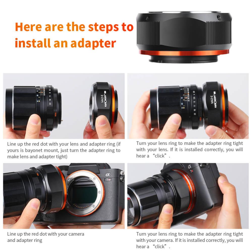 K&F Concept Objektivadapter Pro till M42 objektiv för Sony E kamerahus