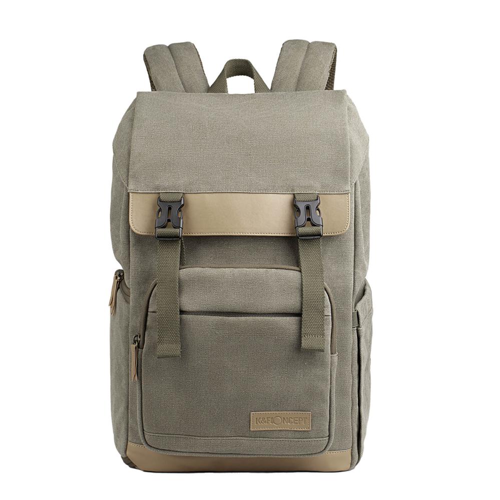 K&F Concept Kameraryggsäck kamoflagegrön Canvas med uttagbar innerskydd/insats