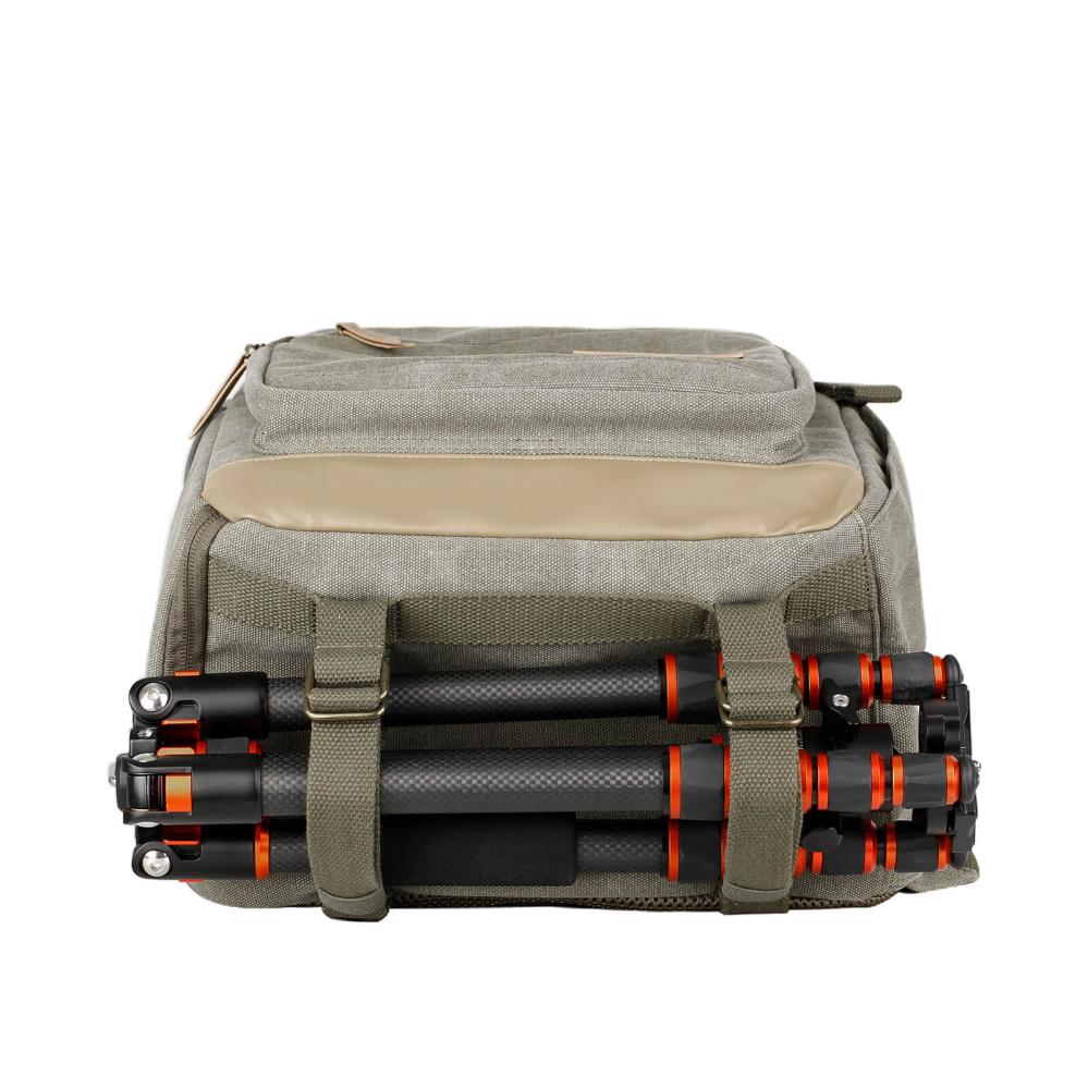 K&F Concept Kameraryggsäck kamoflagegrön Canvas med uttagbar innerskydd/insats