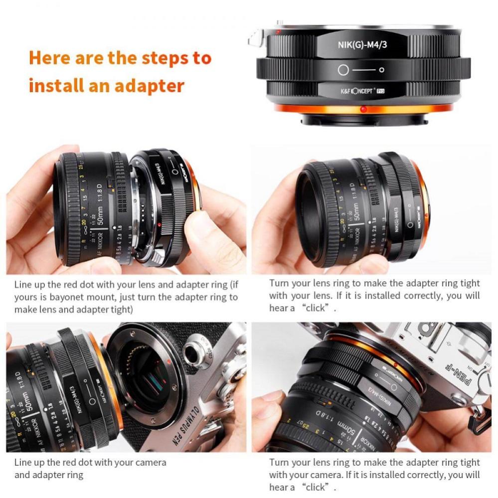 K&F Concept Objektivadapter Pro till Nikon G objektiv för Micro 4/3 kamerahus