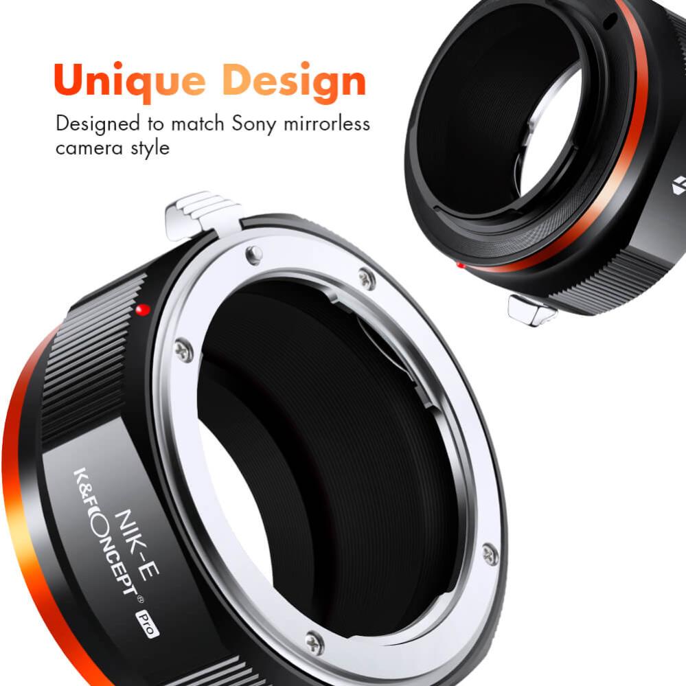 K&F Concept Objektivadapter Pro till Nikon F objektiv för Sony E kamerahus