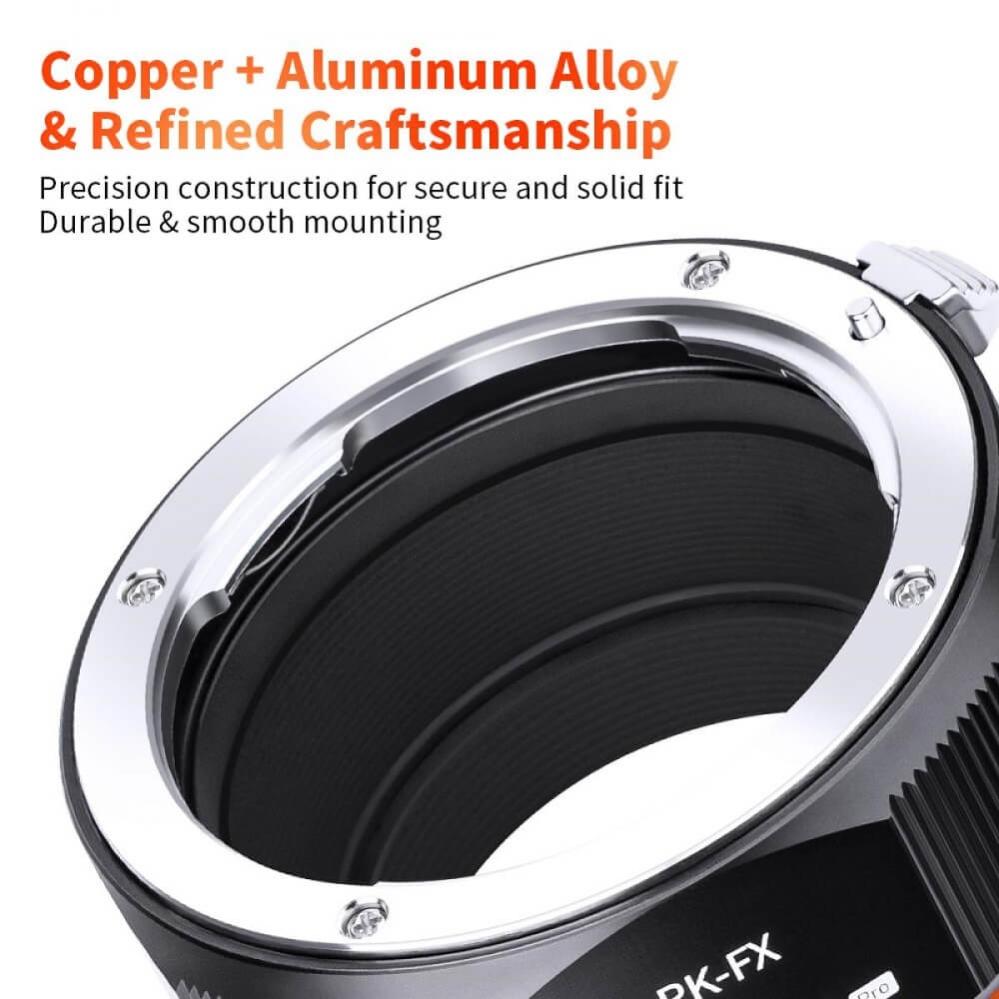 K&F Concept Objektivadapter Pro till Pentax K objektiv för Fujifilm X kamerahus