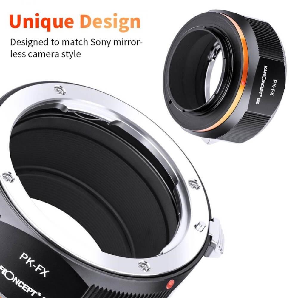 K&F Concept Objektivadapter Pro till Pentax K objektiv för Fujifilm X kamerahus