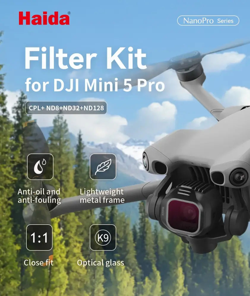 Haida filterkit til DJI Mini 5 Pro – ND8, ND32, ND128 & CPL