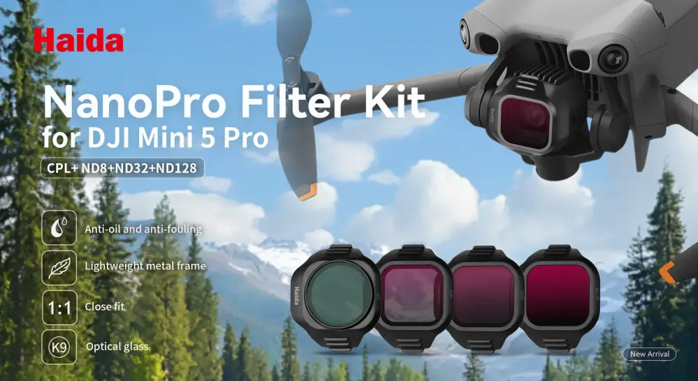 Haida filterkit til DJI Mini 5 Pro – ND8, ND32, ND128 & CPL