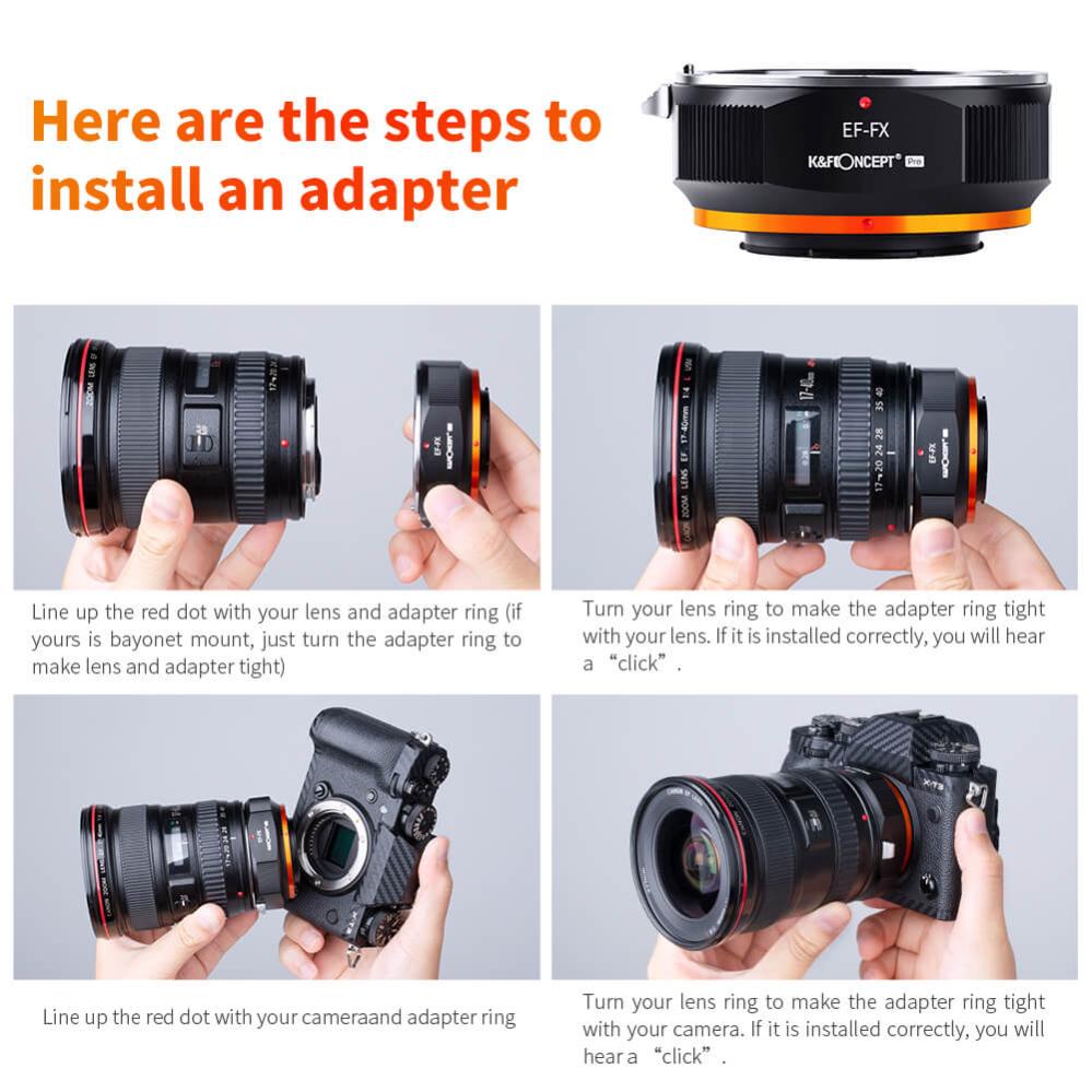 K&F Objektivadapter v2 till Canon EF/EF-S objektiv för Fujifilm X kamerahus