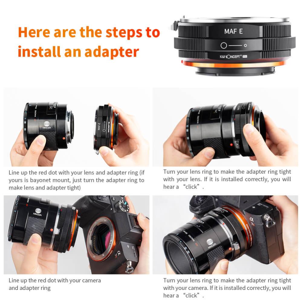 K&F Concept Objektivadapter v2 till Minolta AF objektiv för Sony E kamerahus