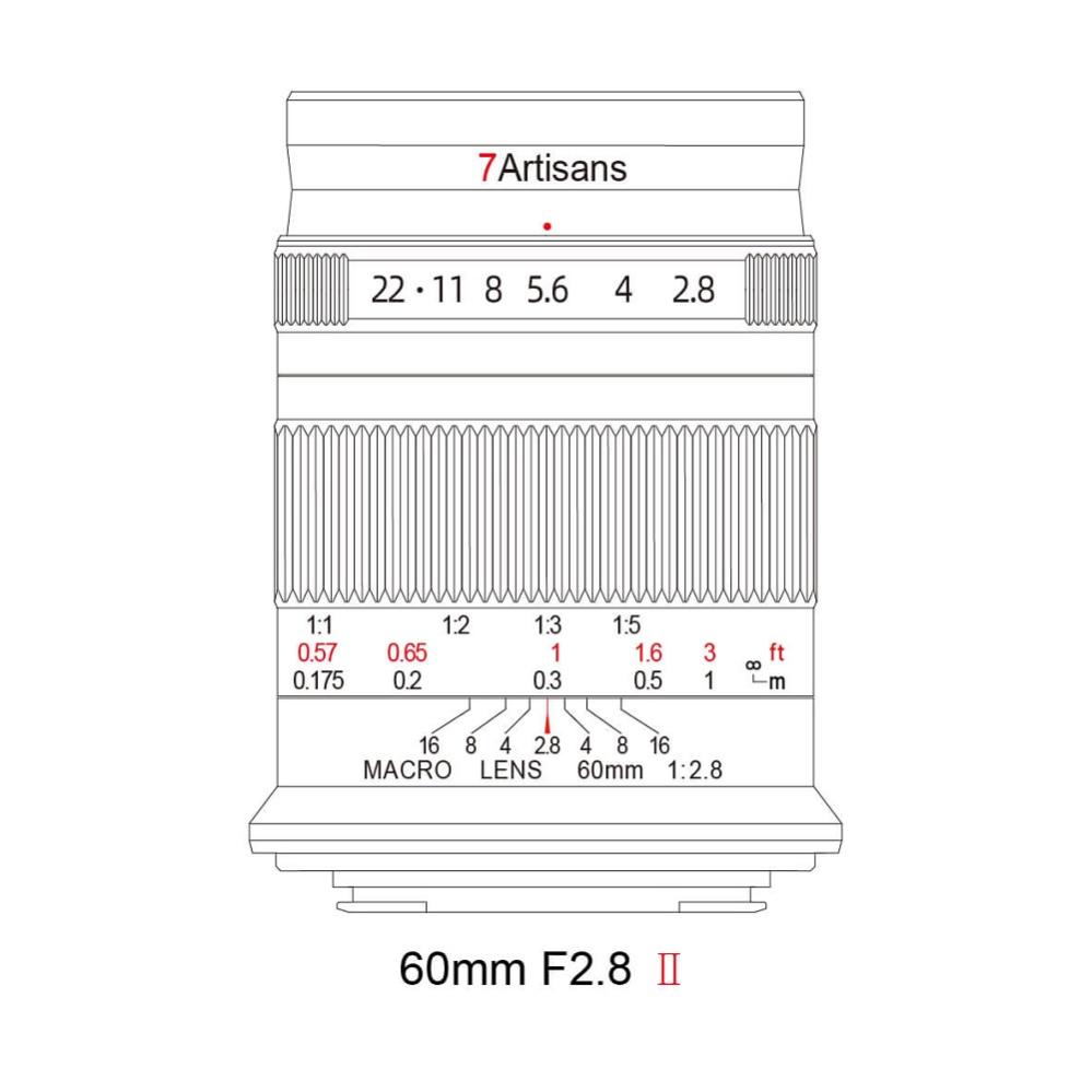 7Artisans 60mm f/2.8 Mark II Makroobjektiv APS-C för Leica L