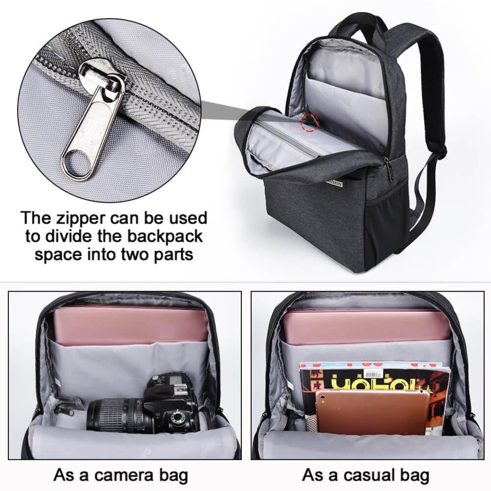 Caden L4 Kameraryggsäck svart för Systemkameran med delad förvaring