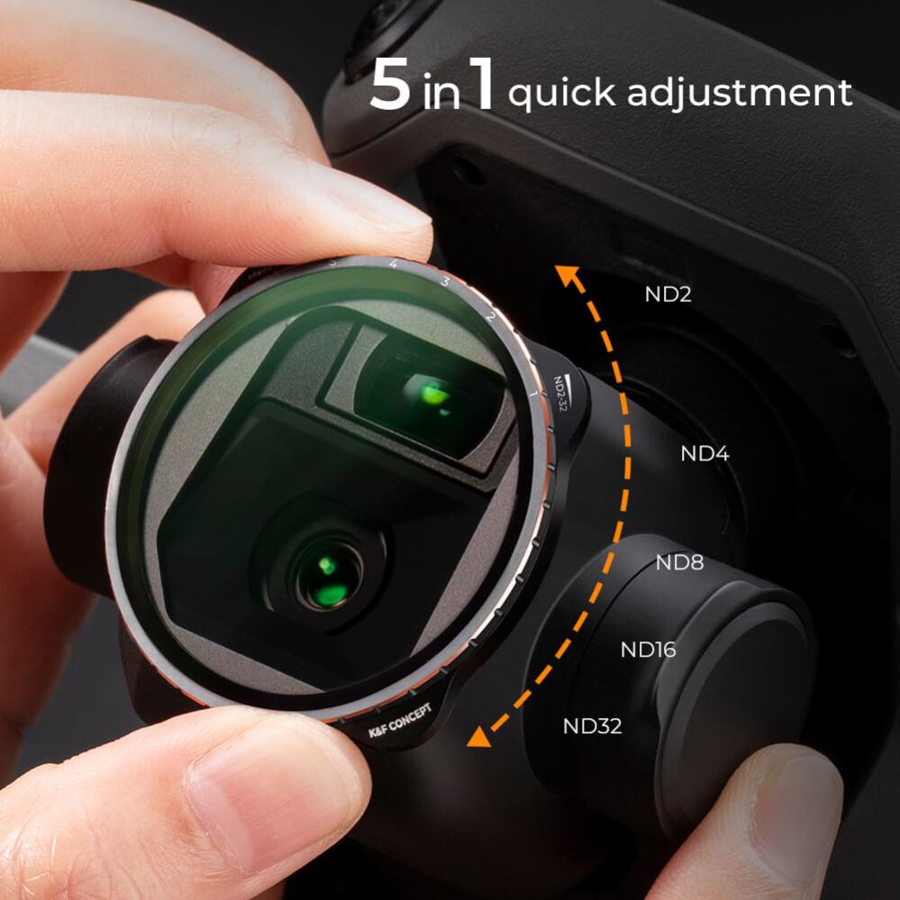 K&F Concept Variabelt ND-filter ND2-ND32 1-5 stopp för DJI Mavic 3/Cine