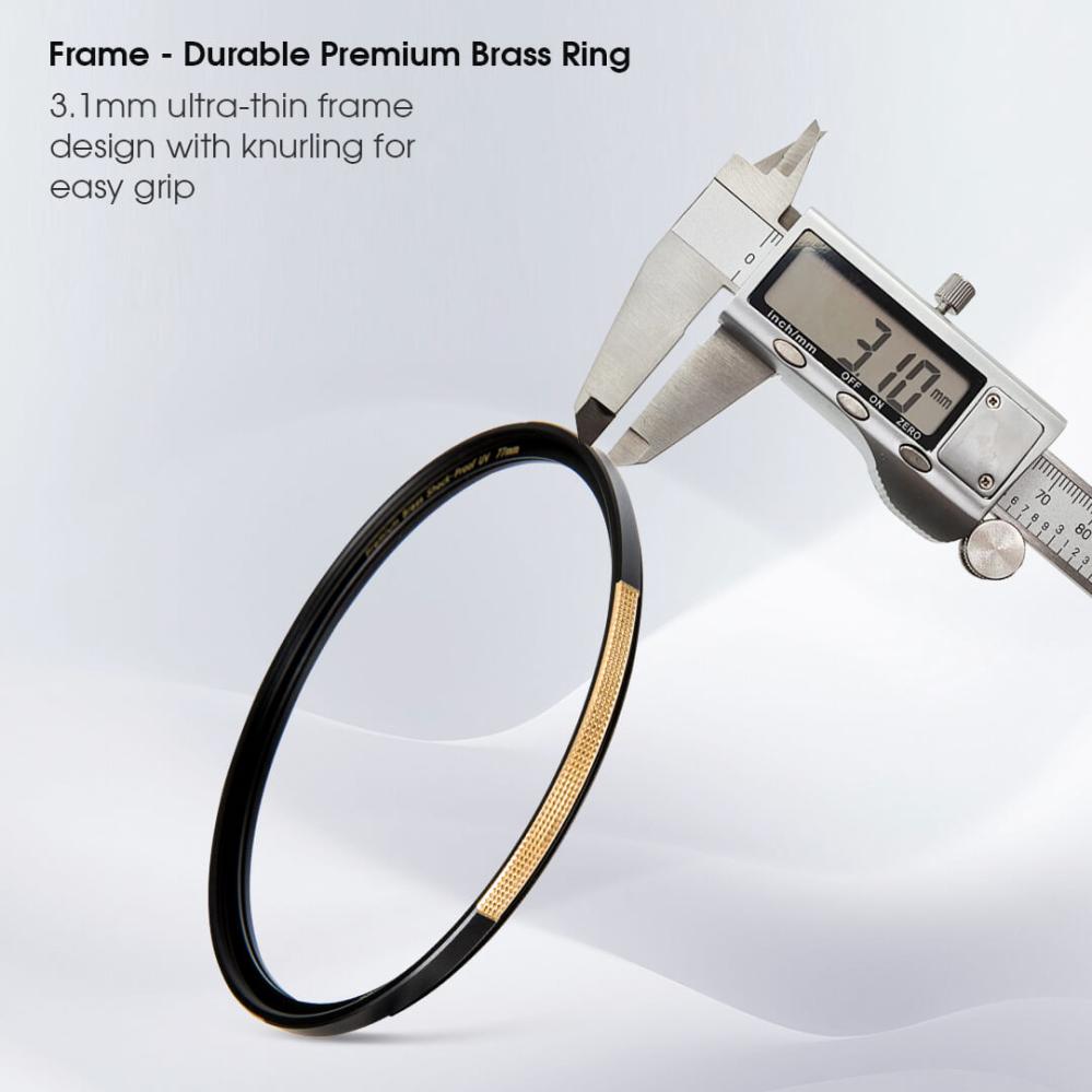 Haida Premium Brass Shock-Proof UV-filter – klarhed og stærk linsebeskyttelse