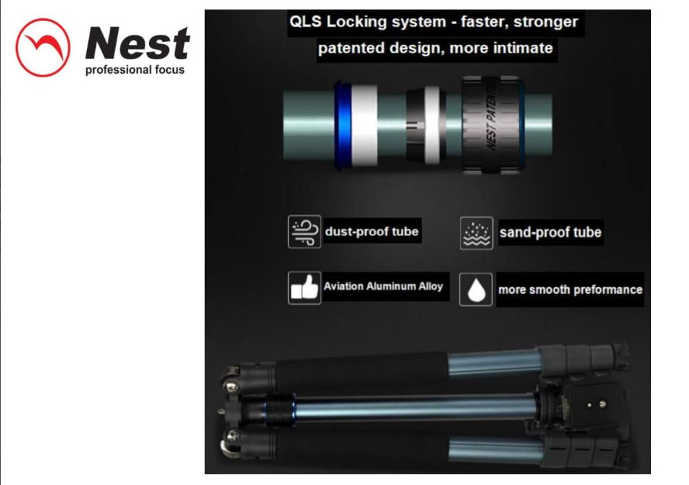 Nest 6264CK Kamerastativ 150cm kolfiber med kulled NT-630H