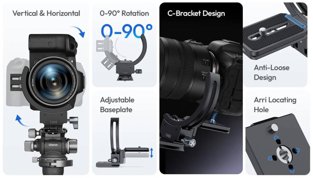 Ulanzi CA03 Objektivkrage med justerbar Arca-platta