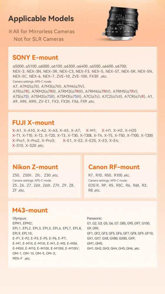 TTArtisan Tilt 35mm f/1.4 APS-C objektiv för Sony E
