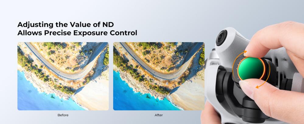 K&F Concept variabelt ND-filter ND2–ND32 1–5 stop til DJI Mini 4 Pro