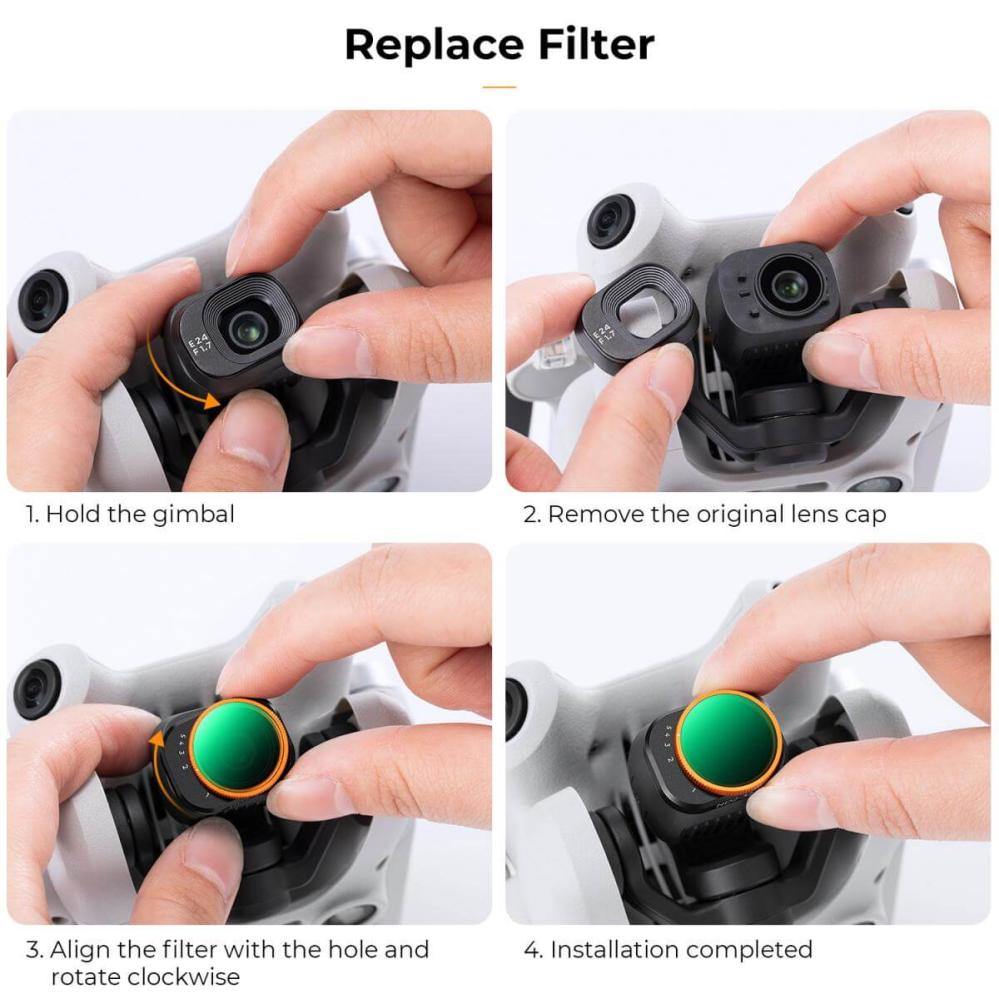 K&F Concept variabelt ND-filter ND2–ND32 1–5 stop til DJI Mini 4 Pro