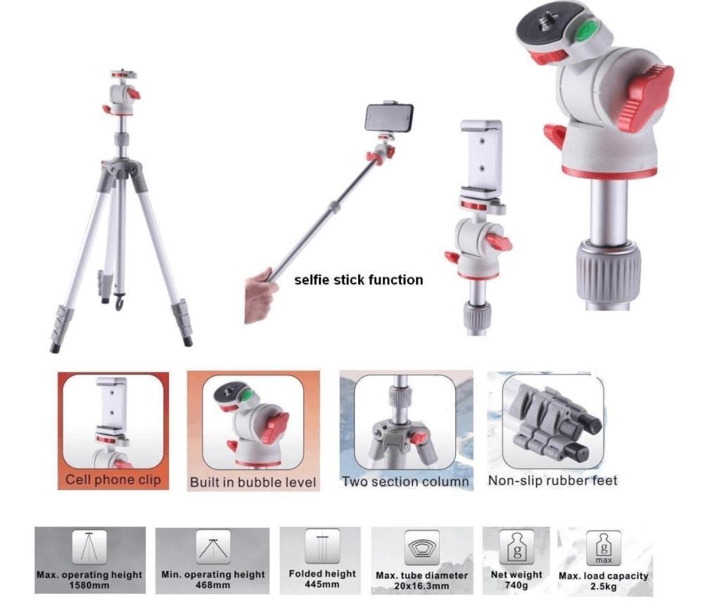 Nest Multifunktionell Selfiepinne/kamerastativ med mobilhållare
