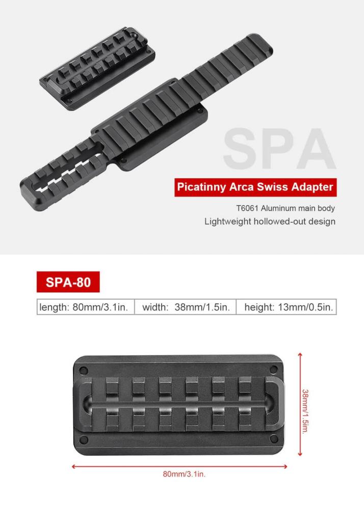 Sunwayfoto SPA-80 Picatinny-skena till Arca-Swiss