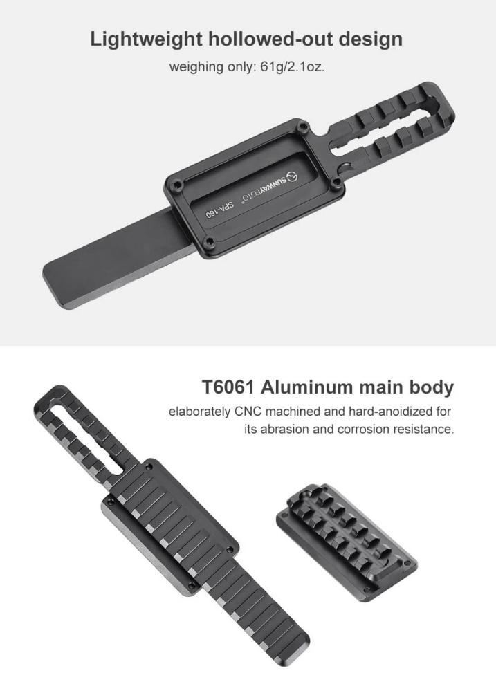 Sunwayfoto SPA-80 Picatinny-skena till Arca-Swiss