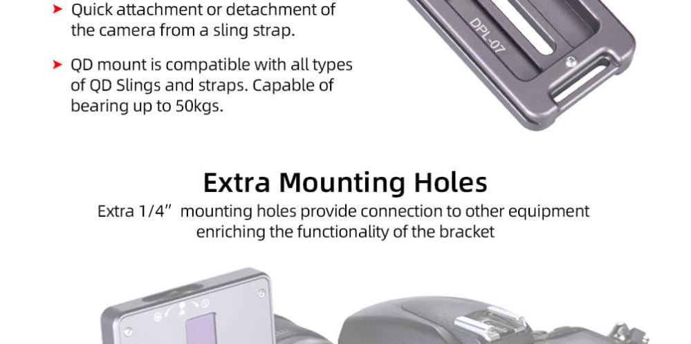 Sunwayfoto L-Bracket universal för systemkameror Arca Swiss QD-hål